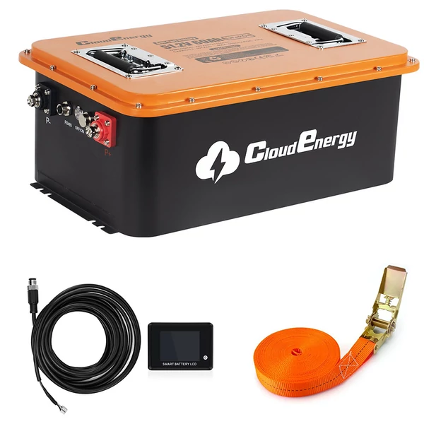 Cloudenergy 48V (51,2V) LiFePO4 akkumulátor golfkocsikhoz és napelemes tároláshoz, 66Ah, 200A BMS, APP, érintőkijelző, IP66