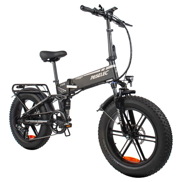 PASELEC PX6 elektromos kerékpár, 750W motor, 48V 13Ah akkumulátor, 20×4.0 fat gumi, 45km/h, 70km hatótáv, mechanikus tárcsafék – Fekete