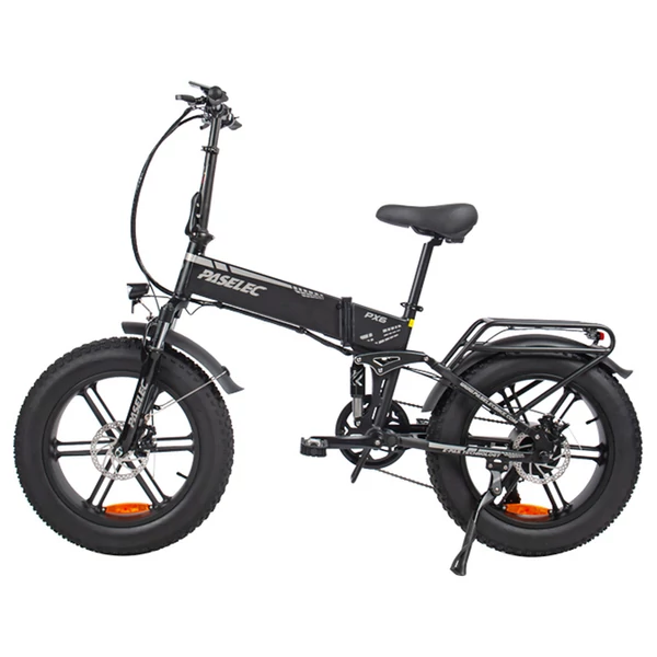 PASELEC PX6 elektromos kerékpár, 750W motor, 48V 13Ah akkumulátor, 20×4.0 fat gumi, 45km/h, 70km hatótáv, mechanikus tárcsafék – Fekete