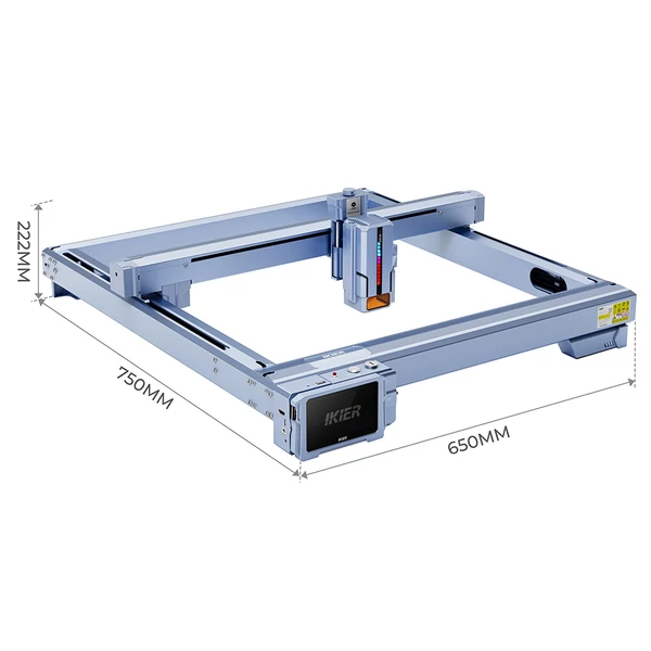 IKIER K1 Ultra 36W lézergravírozó, 410×410 mm munkaterület, 800 mm/s sebesség, 0,01 mm pontosság, autofókusz, egy menetben vágás