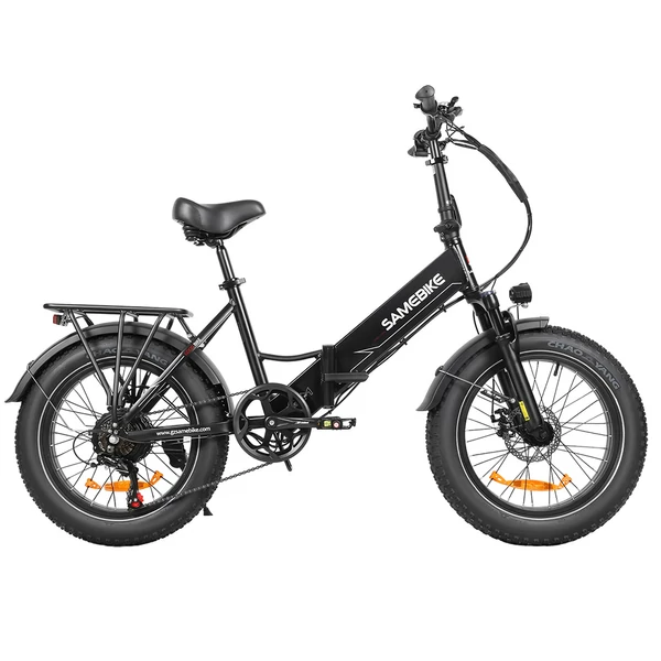 SAMEBIKE LOTDM200-II-FT összecsukható e-bike, 750W, 48V 13Ah, 20×4” fat gumi, 40km/h, 80km hatótáv, dupla rugózás, NFC, Shimano 7 – Fekete