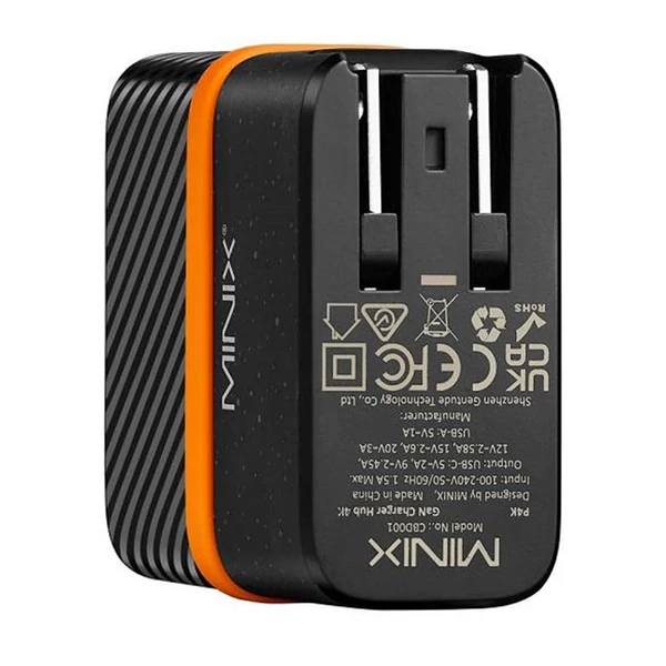 Minix P4K fali töltő és hub, 2×USB 3.2, 4K@30Hz UHD port, PD60W Type‑C gyorstöltés