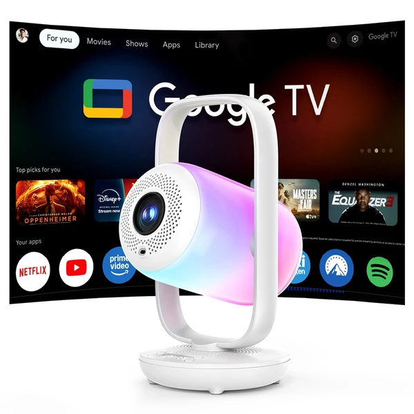ETOE Starfish 2 projektor, natív 1080P Full HD, 4K dekódolás, 500 ANSI lumen, Google TV Netflixszel, autofókusz, automatikus trapézkorrekció