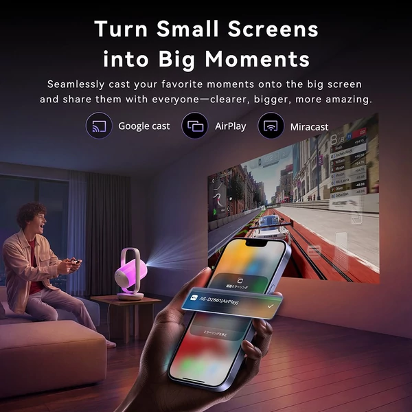 ETOE Starfish 2 projektor, natív 1080P Full HD, 4K dekódolás, 500 ANSI lumen, Google TV Netflixszel, autofókusz, automatikus trapézkorrekció