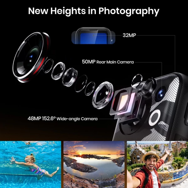 FOSSiBOT F116 Pro strapabíró okostelefon, 12GB/256GB, Dimensity 7300 5G, 48MP OIS, 50MP kamera, 4.0'' 120Hz, 3700mAh, Android 16, IP68/IP69K, NFC - Zöld