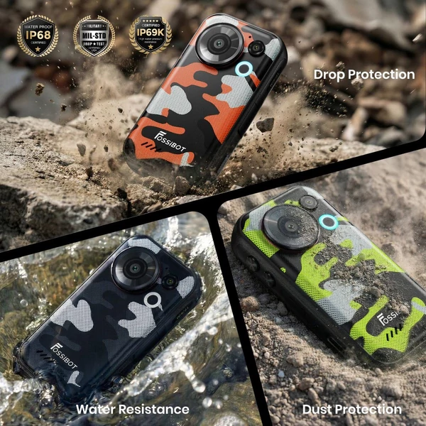 FOSSiBOT F116 Pro strapabíró okostelefon, 12GB/256GB, Dimensity 7300 5G, 48MP OIS, 50MP kamera, 4.0'' 120Hz, 3700mAh, Android 16, IP68/IP69K, NFC - Narancs