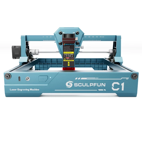 SCULPFUN C1 6W mini lézergravírozó, 0,06 mm pontosság, 150×130 mm munkaterület, 10000 mm/perc, gyors telepítés, LightBurn kompatibilis