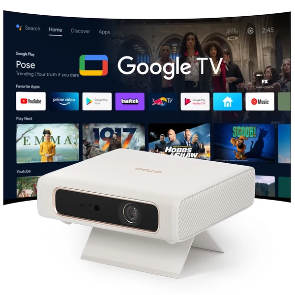 ETOE Dolphin 2 RGB lézerprojektor, 1080P FHD, Google TV, 800 ANSI, 110% BT.2020, automata fókusz, 2 órás üzemidő, Dolby Audio, WiFi/Bluetooth, HDMI 2.1, USB‑C