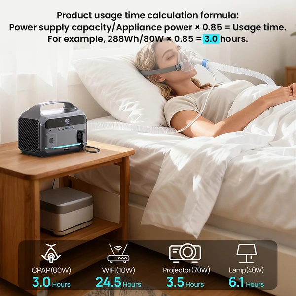 DaranEner NEO300L hordozható erőmű – 288Wh LiFePO4, 350W tiszta szinusz, 600W csúcs, 100W napenergia, USB‑C PD, USB‑A, autós aljzat, MPPT, BMS, UPS