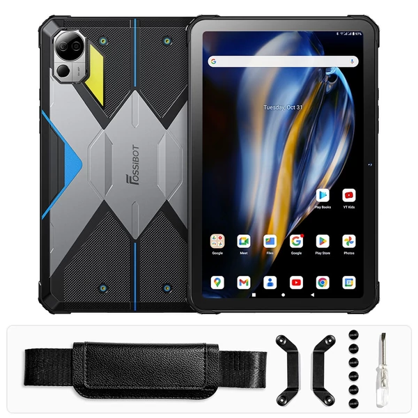 FOSSiBOT DT2 strapabíró tablet, 10.4'' 2K kijelző, Helio G99, 12GB+256GB, 64MP kamera, 22000mAh, 66W gyorstöltés, 4G, WiFi6, Android 13 - Kék