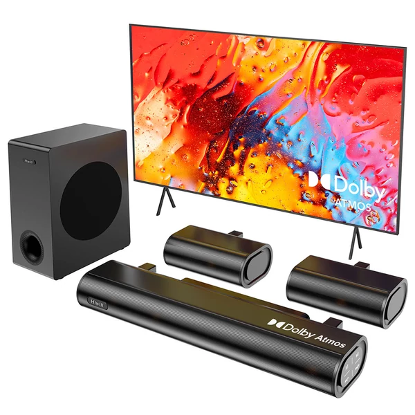Hiwill A51 5.1 csatornás soundbar mélynyomóval, 380W csúcsteljesítmény, állítható magas és basszus