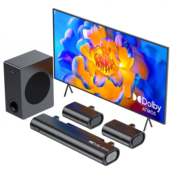 Hiwill A51 5.1 csatornás soundbar mélynyomóval, 380W csúcsteljesítmény, állítható magas és basszus