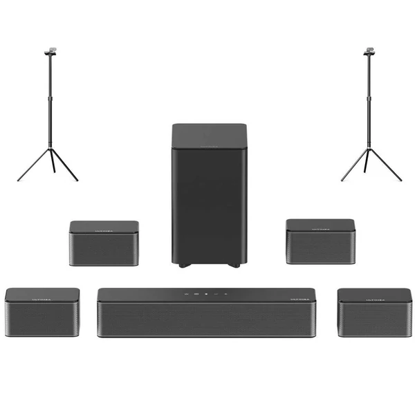 Ultimea Poseidon D80 7.1 hangprojektor + Steady 300 állványpár, Dolby Atmos, 460W, Bluetooth 5.3, app vezérlés, EQ beállítások
