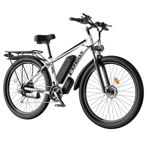 FENGQS Q8 elektromos kerékpár, 750W motorral, 48V 17.5Ah akkumulátorral, 27.5” gumik, 50 km/h, 85 km hatótáv, mechanikus tárcsafék, 21 sebesség – Fehér