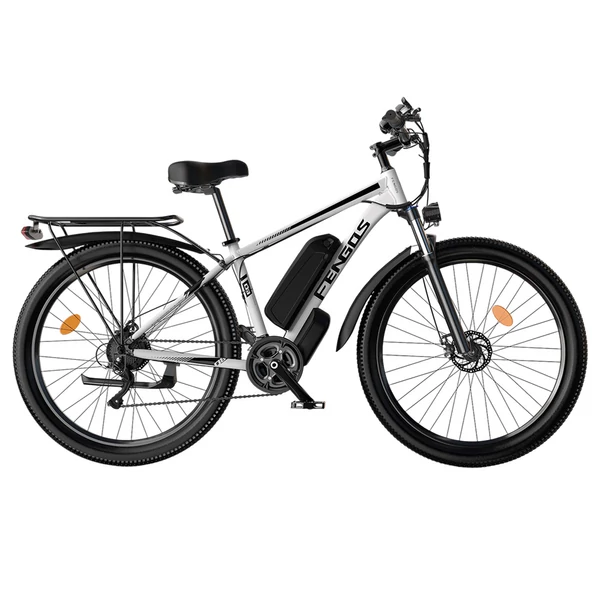 FENGQS Q8 elektromos kerékpár, 750W motorral, 48V 17.5Ah akkumulátorral, 27.5” gumik, 50 km/h, 85 km hatótáv, mechanikus tárcsafék, 21 sebesség – Fehér