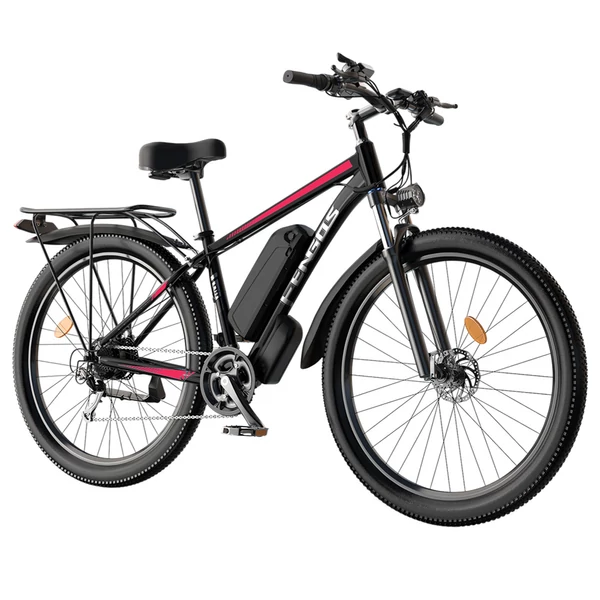 FENGQS Q8 elektromos kerékpár, 750W motorral, 48V 17.5Ah akkumulátorral, 27.5” gumik, 50 km/h, 85 km hatótáv, mechanikus tárcsafék, 21 sebesség – Piros