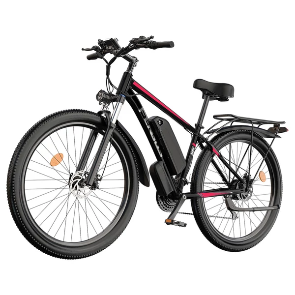 FENGQS Q8 elektromos kerékpár, 750W motorral, 48V 17.5Ah akkumulátorral, 27.5” gumik, 50 km/h, 85 km hatótáv, mechanikus tárcsafék, 21 sebesség – Piros