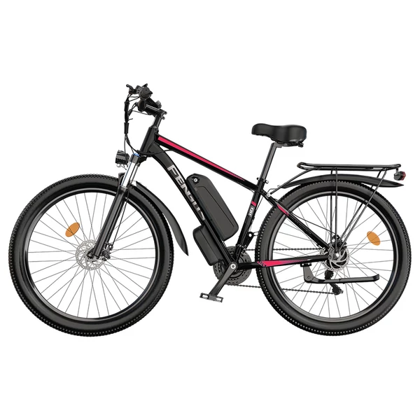 FENGQS Q8 elektromos kerékpár, 750W motorral, 48V 17.5Ah akkumulátorral, 27.5” gumik, 50 km/h, 85 km hatótáv, mechanikus tárcsafék, 21 sebesség – Piros