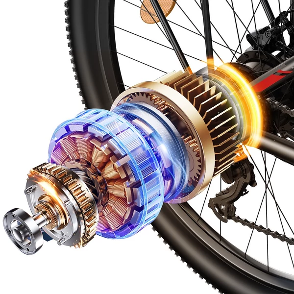 FENGQS Q8 elektromos kerékpár, 750W motorral, 48V 17.5Ah akkumulátorral, 27.5” gumik, 50 km/h, 85 km hatótáv, mechanikus tárcsafék, 21 sebesség – Piros