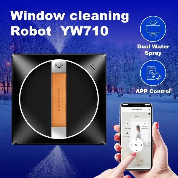 Liectroux YW710 ablaktisztító robot, 2500Pa szívóerő, dupla nano vízpermet, 40ml tartály, 3 mód, APP és távirányító