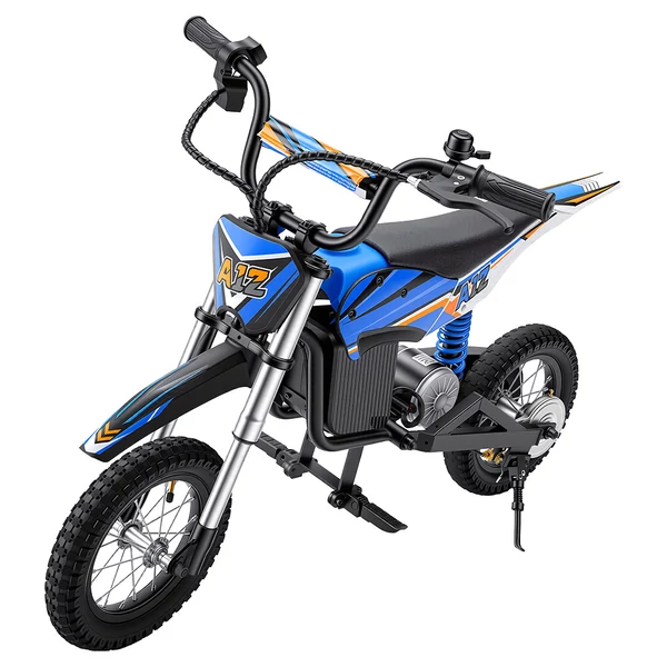 iScooter A12 gyerek elektromos dirt bike, 300W, 36V 4.5Ah, 25 km/h, 20 km hatótáv, 12'' kerék, rugózás, tárcsafék – Kék