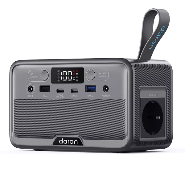DaranEner YOUYO R100 Pro hordozható erőmű, 99Wh LiFePO4 akkumulátor, 100W tiszta szinusz, 65W USB‑C PD, kempinghez és vészhelyzethez