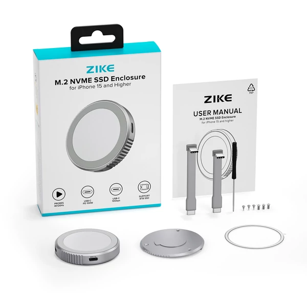 ZIKE Z850 USB‑C mágneses M.2 2230 NVMe SSD ház iPhone 16/15 készülékekhez