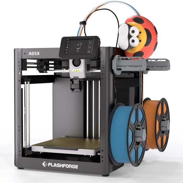 Flashforge AD5X 3D nyomtató + 4kg Mecpow HS filament – 2kg fekete PETG, 2kg áttetsző füstszürke PLA+