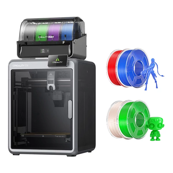 Creality K2 Combo 3D nyomtató + 4kg Mecpow HS PLA+ filament – zöld/kék/piros/testsín