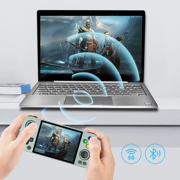 ANBERNIC RG405M Android 12 kézikonzol, 128GB TF + 128GB eMMC, 4GB RAM, 3172 játék, Moonlight streaming – Szürke
