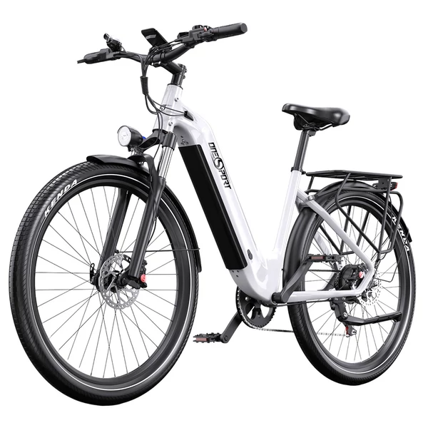 Onesport OT05 elektromos kerékpár 27,5" alumínium vázzal, 36V 18,2Ah akkuval, ANANDA 250W motorral, Shimano 7 sebességgel – Fehér