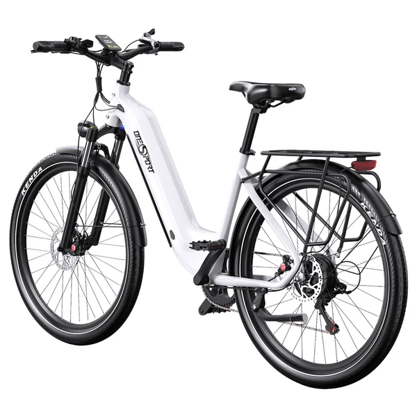Onesport OT05 elektromos kerékpár 27,5" alumínium vázzal, 36V 18,2Ah akkuval, ANANDA 250W motorral, Shimano 7 sebességgel – Fehér