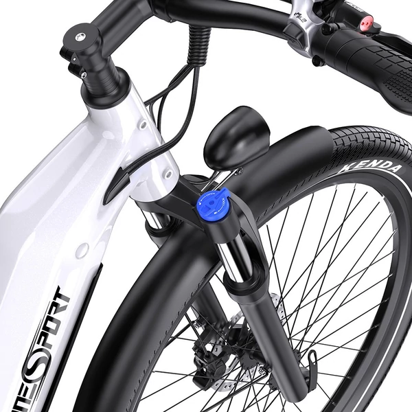 Onesport OT05 elektromos kerékpár 27,5" alumínium vázzal, 36V 18,2Ah akkuval, ANANDA 250W motorral, Shimano 7 sebességgel – Fehér