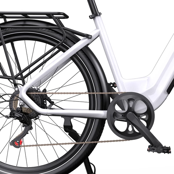 Onesport OT05 elektromos kerékpár 27,5" alumínium vázzal, 36V 18,2Ah akkuval, ANANDA 250W motorral, Shimano 7 sebességgel – Fehér