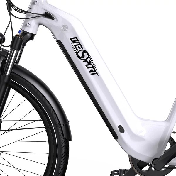 Onesport OT05 elektromos kerékpár 27,5" alumínium vázzal, 36V 18,2Ah akkuval, ANANDA 250W motorral, Shimano 7 sebességgel – Fehér