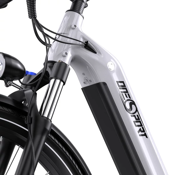 Onesport OT05 elektromos kerékpár 27,5" alumínium vázzal, 36V 18,2Ah akkuval, ANANDA 250W motorral, Shimano 7 sebességgel – Fehér
