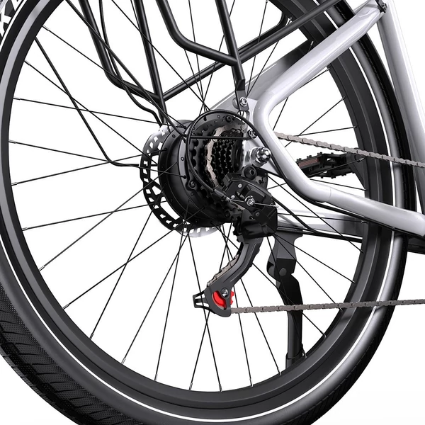 Onesport OT05 elektromos kerékpár 27,5" alumínium vázzal, 36V 18,2Ah akkuval, ANANDA 250W motorral, Shimano 7 sebességgel – Fehér