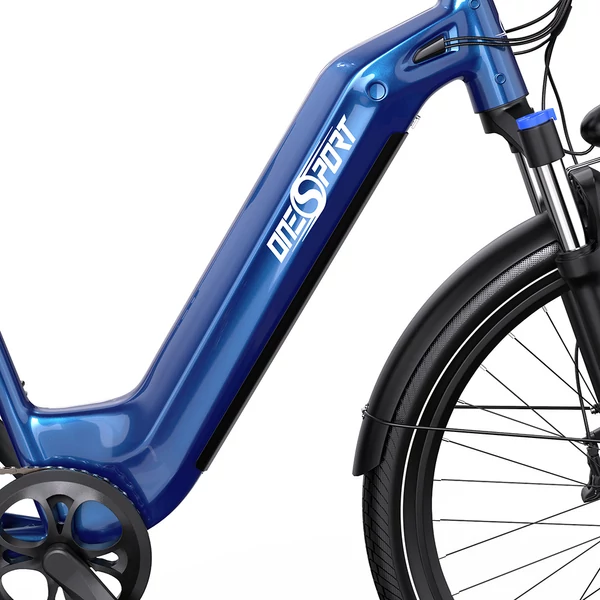Onesport OT05 elektromos kerékpár 27,5" alumínium vázzal, 36V 18,2Ah akkuval, ANANDA 250W motorral, Shimano 7 sebességgel – Sötétkék