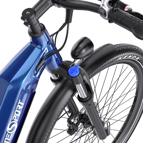 Onesport OT05 elektromos kerékpár 27,5" alumínium vázzal, 36V 18,2Ah akkuval, ANANDA 250W motorral, Shimano 7 sebességgel – Sötétkék