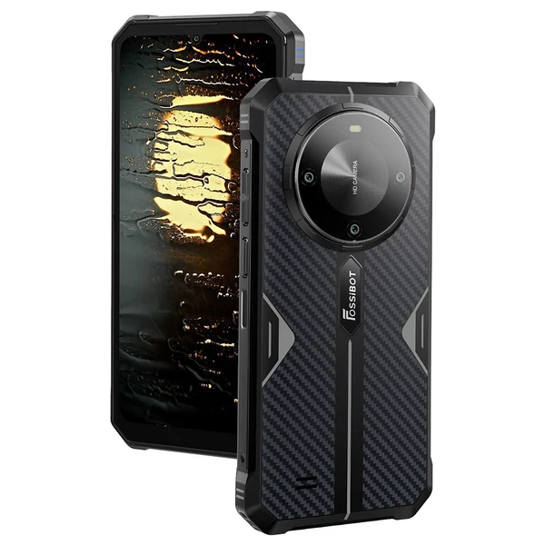 FOSSiBOT F105 strapabíró okostelefon, 6.75'' HD+ kijelző, 10300mAh, 4GB/64GB, 20+8MP kamera, 4G Dual SIM, Android 14, IP68/IP69K – Fekete