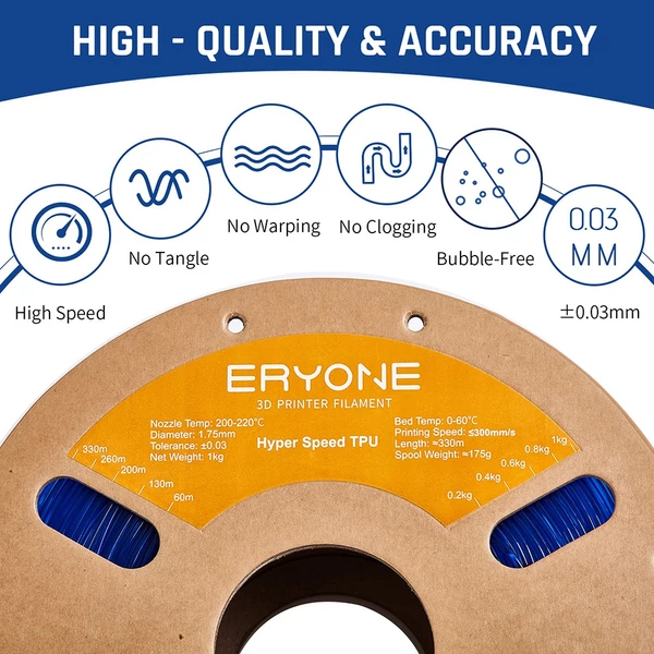 ERYONE nagy sebességű TPU filament 1kg – áttetsző kék