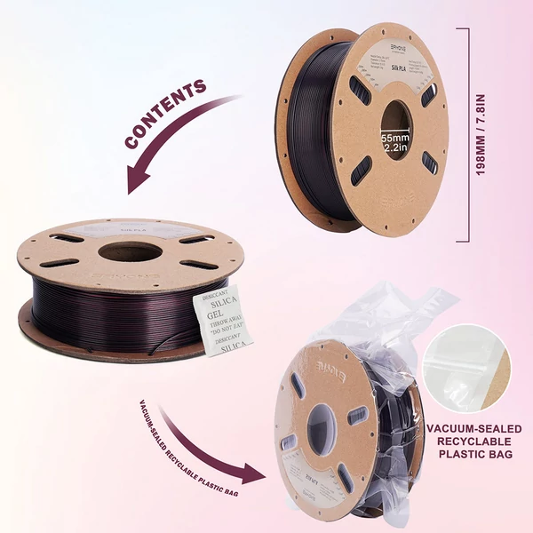 ERYONE két színű selyem PLA filament 1kg – Fekete és vörös rózsa