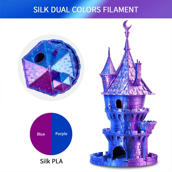 ERYONE két színű selyem PLA filament 1kg – Lila és kék