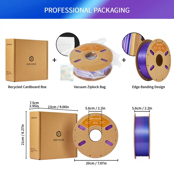 ERYONE két színű selyem PLA filament 1kg – Lila és kék