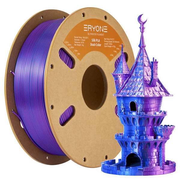 ERYONE két színű selyem PLA filament 1kg – Lila és kék