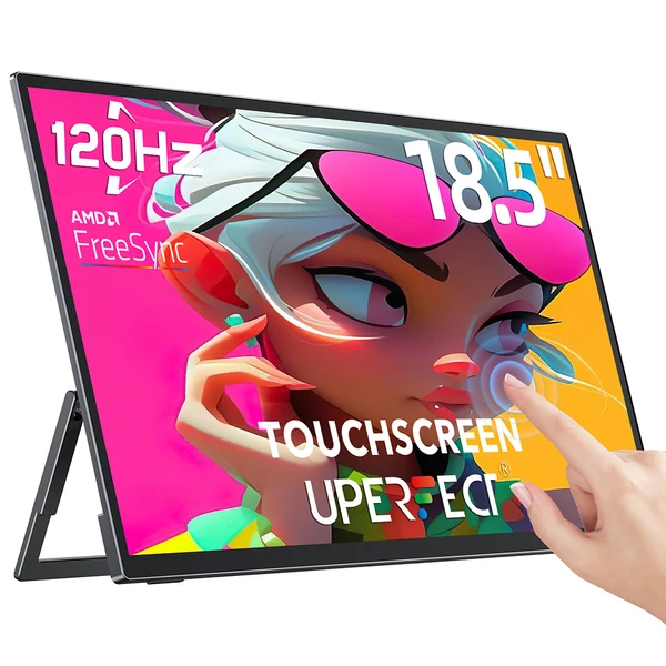 UPERFECT UTouch E6 Pro hordozható gaming monitor, 18.5", Full HD 120Hz érintőkijelző, FreeSync, Type‑C, mini HDMI, EU csatlakozó