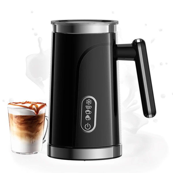 BioloMix BMF101 4 az 1-ben elektromos tejhabosító és melegítő, automata forró–hideg hab készítés lattehoz, cappuccinóhoz, forró csokihoz – Fekete