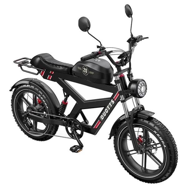 DUOTTS F20 elektromos kerékpár 750W motorral, 52V 27Ah akkumulátorral, 20×4.0 fat gumival, 50 km/h, akár 120 km hatótáv – Fekete
