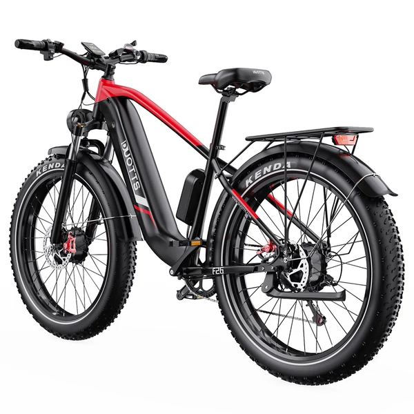 DUOTTS F26 Lite elektromos kerékpár, 500W motor, 48V 18Ah akkumulátor, 26×4.0 gumi, 50 km/h, 90 km hatótáv, hidraulikus fék – Fekete/piros