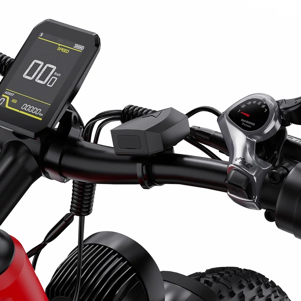 DUOTTS F26 Lite elektromos kerékpár, 500W motor, 48V 18Ah akkumulátor, 26×4.0 gumi, 50 km/h, 90 km hatótáv, hidraulikus fék – Fekete/piros